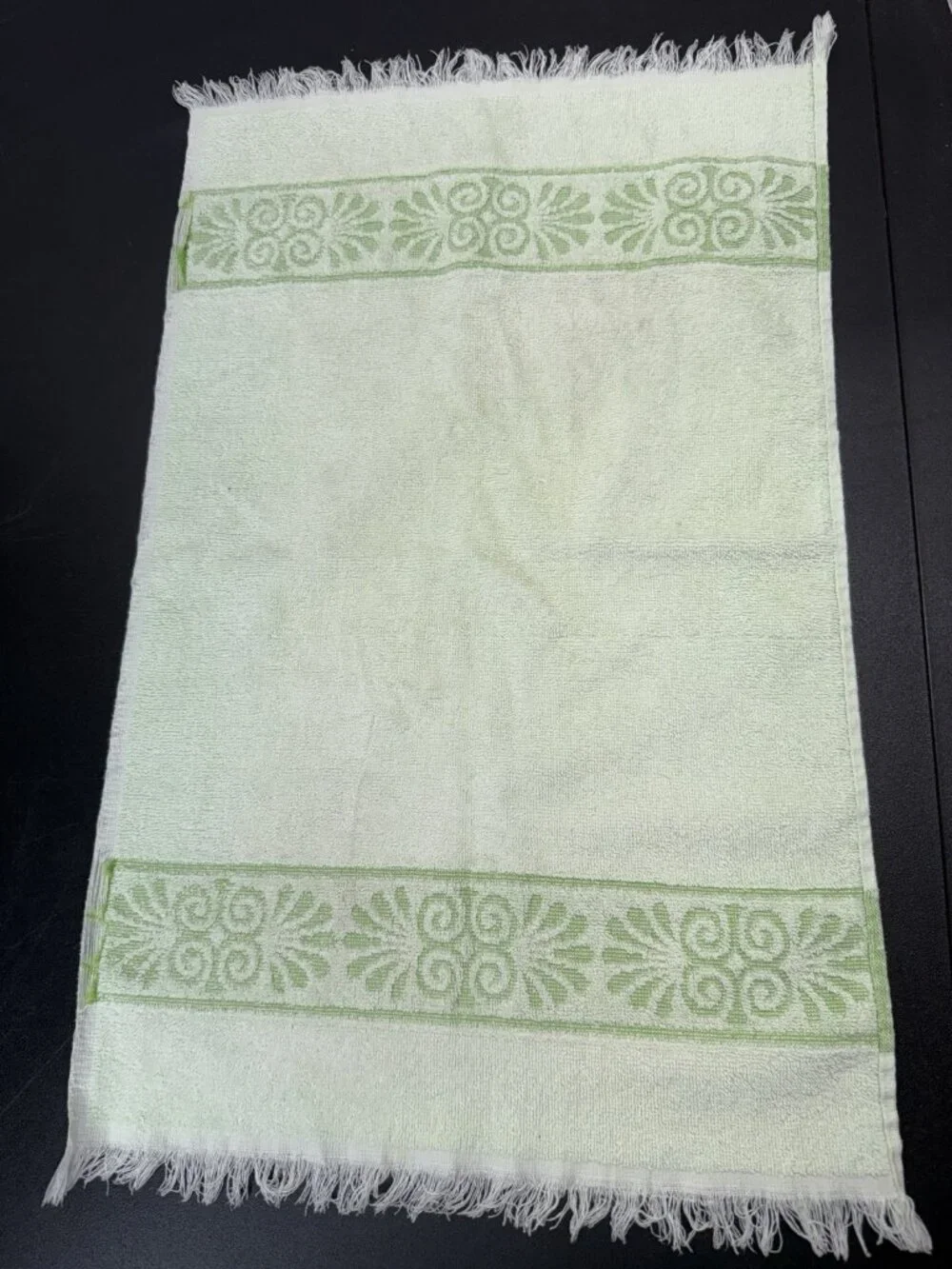 4 Vintage Cannon Monticello Light Green Hand Towels Santa Cruz Sculpted